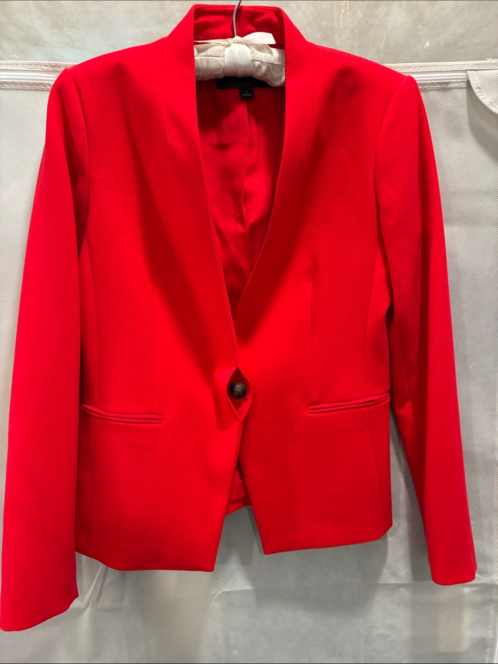 Ann Taylor Bright Red One-Button Blazer